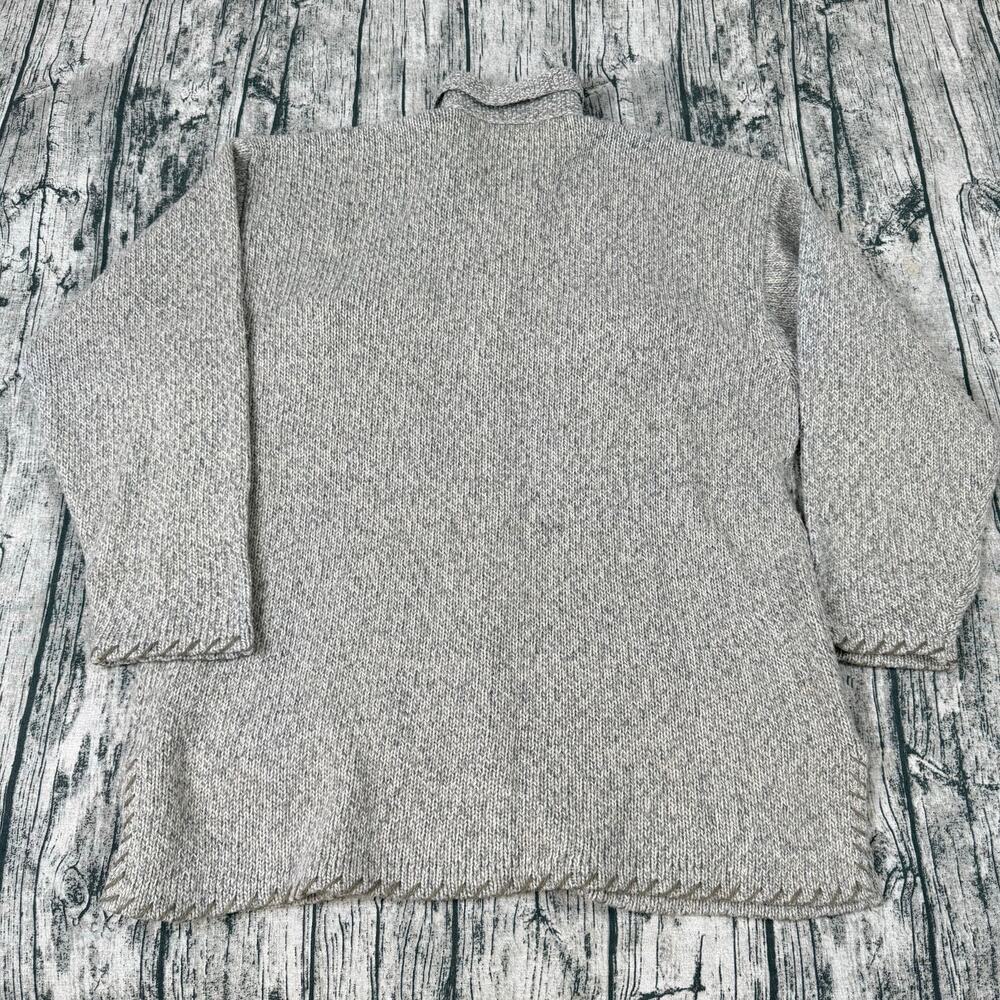 VTG 90s Eddie Bauer Jacket Womens Large Brown Wool Blend Chunky Knit Button Up - Picture 2 of 10